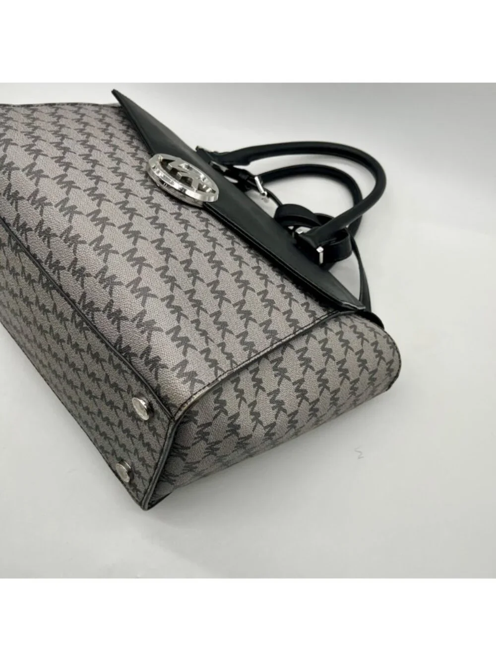 Michael Kors Grey Monogram Coated Canvas Satchel